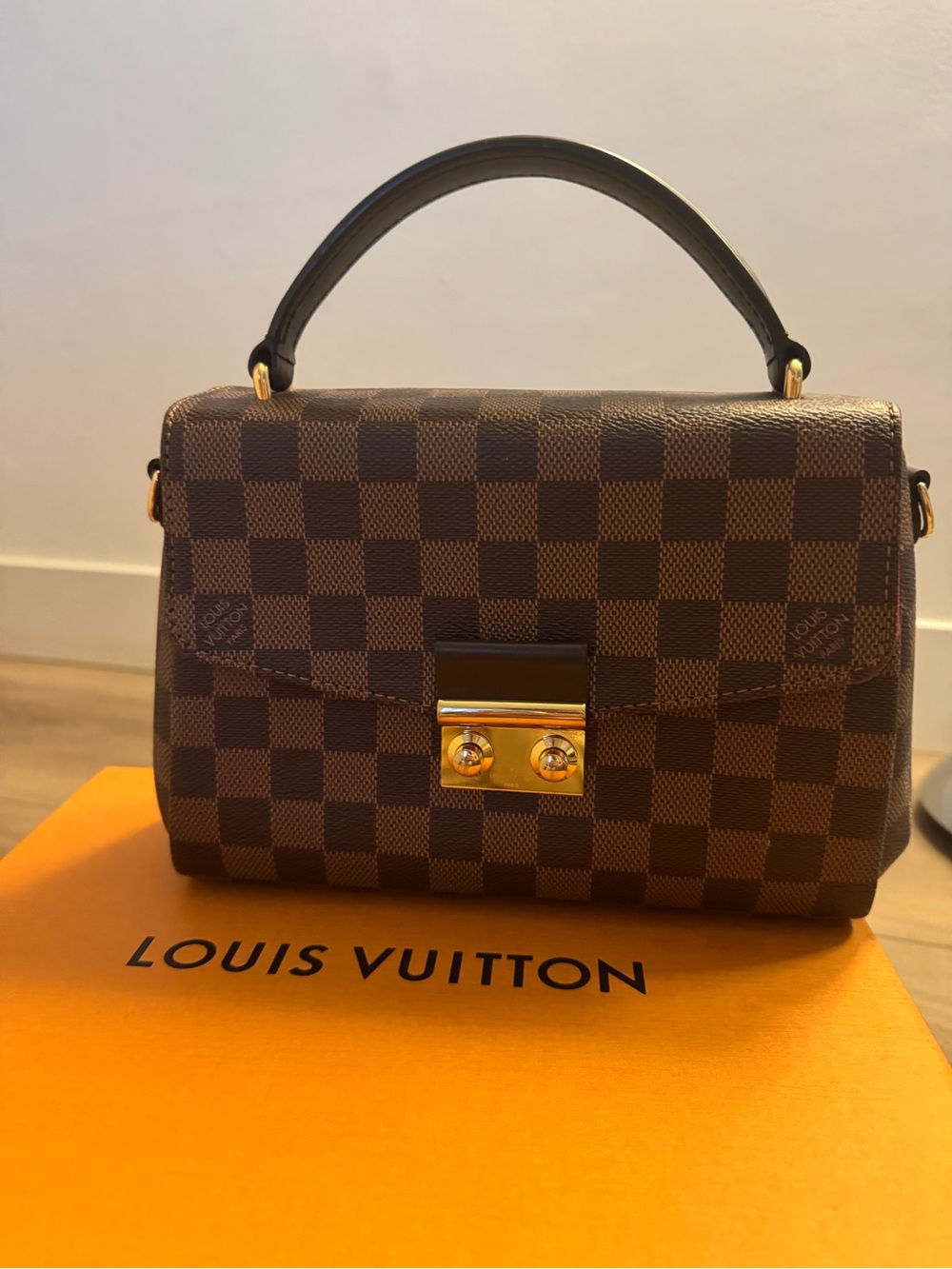 Louis Vuitton Brown Damier Ebene Top Handle Satchel with Gold Hardware - Picture 6 of 15